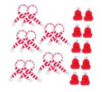 ABOOFAN 10 Juegos Mini Christmas Knit Hats and Scarves para Decoración de Botellas de Vino Accesorios DIY para Manualidades Navideñas Sombreros Pequeños de Punto para Festivo