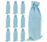 ABOOFAN 10 Piezas Bolsas De Champán Reutilizables para Botellas De Vino Bolsas De Cordón para Fiestas De Material Lino o Licor