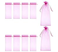 ABOOFAN 10 Unidades Bolsas de Organza Transparentes para Botellas de Vino Cierre de Cordón, 37x15cm, Ideales para Regalos en Fiestas y Embalaje Elegante