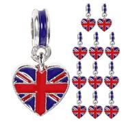 ABOOFAN 12 Dijes para Pulsera Bandera Británica en Aleación Colgantes de Corazón DIY para Manualidades Accesorios Patrióticos para Pulseras y Joyería Festiva del Reino Unido