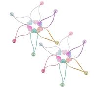 ABOOFAN 12 Piezas de Coleteros Elásticos para Cabello Cuentas de Corazón Dobles Alta Elasticidad Colores Surtidos Rosa Morado Azul Amarillo Verde Fucsia Accesorios sin Daño para