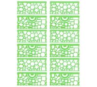ABOOFAN 12 Piezas Plantilla de Dibujo Geométrico Regla de Dibujo de Plástico Pp Verde para Medición E Ilustración Técnica Estudiantes Arquitectura