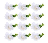 ABOOFAN 12 Piezas Servilleteros de Flores Artificiales con Hojas de Eucalipto, Anillos de Servilleta de Tela de Seda y Cuerda de Cáñamo, Ideales para Halloween y Navidad