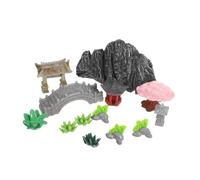 ABOOFAN 13 Piezas Mini Resin Pavilion Statue Chinese Style Bridge and Rockery Figurines Lifelike Miniature Landscape Ornaments For Zen Gardens and Terrariums
