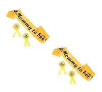 ABOOFAN 2 Juegos Correa Para El Hombro Con Insignia De Abeja Padre Para Ser Pin Marco De Ducha De Bebé Placa Amarilla Faja Para Baby Shower Insignia De Mami Papá Constituir Paño Regalo