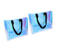 ABOOFAN 2 Piezas Bolsa de Tela Iridiscente Bolso de Mano Bolsa Tote holográfica Iridiscente Travel Organizer Bag Beach Bag Bolsas Transparentes para Bolsa de Hombro Bolsa Multiusos
