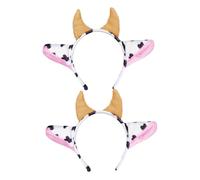 ABOOFAN 2 piezas Diadema de Vaca para Tocado de Fiesta con Cuernos Adorables Accesorio de Pelo para Cumpleaños y Carnaval Diseño Creativo para Actuaciones y Disfraces Infantiles