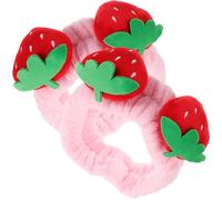 ABOOFAN 2 piezas Diademas de Fresa Suaves para Mujer y Niña Elásticas para Maquillaje Cuidado Facial Lavado de Cara Spa Ducha y Yoga de Rosa Adorable y Cómodo