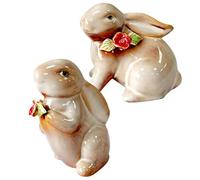 ABOOFAN 2 Piezas Figura de Conejo de Cerámica, Adorno Decorativo Elegante | Acabado Liso y Estilo Moderno, para Mesa de Entrada, Comedor y Escaparate