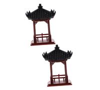ABOOFAN 2 Piezas Kiosko Edificio decoración de jardín japonés Estatua de Altar en Miniatura diminuto Mini jardín Acuario Escultura decoración del hogar estatuilla en Miniatura AbS Rojo