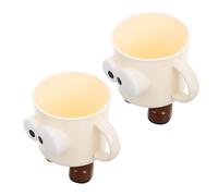 ABOOFAN 2 Vasos para Cepillo de Dientes Infantiles con Asa Ergonómica Diseño de Ojos Grandes de Dibujos Animados Plástico Irrompible Gran Capacidad para Baño y Enjuague Bucal