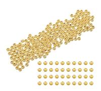 ABOOFAN 200 Cuentas Espaciadoras Redondas de Metal de 4 MM Lisas Orificio para Pulseras y Collares Accesorios DIY para Joyería Separadores Dorados para Manualidades Kit de 200 Piezas