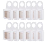 ABOOFAN 25 Cajas de Papel Kraft para Vino con Ventana Transparente y Colgador, Plegables, Color Neutro, Estuche de Obsequio Vintage para Botella de Vino Tinto, Caja de Almacenamiento