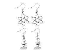ABOOFAN 2pares Pendientes de Ciencia Creativa Forma de Microscopio Pendientes de Microscopio Ganchos Orejas Joyas de Molécula para Niñas y Mujeres Interesadas Biología y Genética