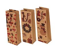 ABOOFAN 3 Bolsas De Navideñas Para Vino Kraft Para Una Botella Elegantes Resistentes Reutilizables