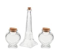 ABOOFAN 3 Piezas Juego de Botellas y Decoración del Hogar Adecuado para Bodas Tapón de Corcho, Vidrio Transparente en Forma de Corazón, Tamaño 8x6x4cm para Ceremonia de Arena