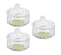 ABOOFAN 3 Vasos de Cristal para Uñas Tapa Transparente, Vaso Porta Líquido para Manicura, Copa Octogonal de 12 Caras, Accesorio Profesional para Mezclar Polvos y Decoración de Uñas, Set