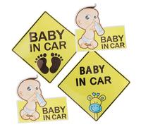 ABOOFAN 4 Hojas Pegatinas Adhesivas Reflectantes para Coche Señal de Seguridad a Calcomanías Removibles Duraderas para Advertencia Familiar