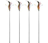 ABOOFAN 4 Piezas Juguete Interactivo para Gatos Varita y Plumas Cascabel | Set Anillo y Tira de Tela, Mango Antideslizante, Plástico, para Gato y Kitten, Juego Activo Color Aleatorio