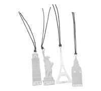 ABOOFAN 4 Piezas Marcadores de Lectura de Acero Inoxidable, Marcapáginas de Metal Creativo Forma de Torre Eiffel, Reloj de Londres y Torre de Pisa, Plata, para Compañeros y Colegas