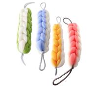 ABOOFAN 4 piezas Paños Exfoliantes de Ducha Tejidos Mano Cinta de Baño Bicolor para Hombre y Mujer Masaje y Limpieza Profunda de Espalda Alfombrilla para Baño Promueve Circulación y