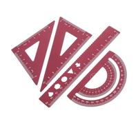 ABOOFAN 4 Piezas Reglas de Aleación de Aluminio con Escuadra Cartabón y Transportador Geométrico Herramientas de Dibujo Precisas y Portátiles para Estudiantes Ingenieros y Oficina