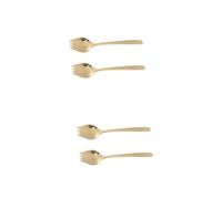 ABOOFAN 4 Piezas Vajilla de doble acero inoxidable horquilla de helado tenedores de acero inoxidable de cocina spork horquilla de sopa para lavavajillas Dorado