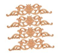 ABOOFAN 4piezas Apliques De Madera Sin Pintar Europeo Decoración para Muebles Decoración De Dormitorio