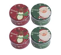 ABOOFAN 4piezas Cajas de Dulces Navideñas de Tarros de Hojalata para Dulces Cajas Decorativas para Regalos Temporada Festiva Estilo Aleatorio