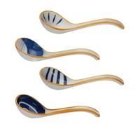 ABOOFAN 4piezas Cucharas Pequeñas de Porcelana Japonesa para Sopa Diseño Ergonómico Aptas para Alimentos Asiáticos y Chinos Vajilla Resistente y Decorativa para Mesa Diaria