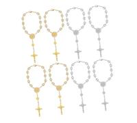 ABOOFAN 4piezas Pulsera Rosario De Perlas De Imitación De Joyería Religiosa Para Yoga y Oración Pulsera De Cuentas Tostadas Para Ocasiones Inspiradoras