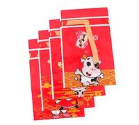 ABOOFAN 50 Piezas Año Del Buey Bolsa De Dulces Velas Rojas Bolsas Con Cordón Para Niños Bolsas De Galletas Transparentes Bolsas De Bocadillos Para Niños Festival De Primavera Bolsa De