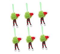ABOOFAN 6 Piezas Adornos Navideños Peludos con Gorro de Santa y Bufanda Rayas Colgantes Suaves para Árbol Decoración Festiva Colorida para Interiores y Exteriores