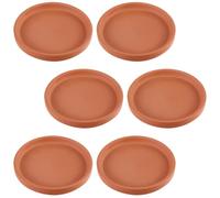 ABOOFAN 6 Piezas Plato para Maceta de Cerámica Roja Redonda 3,15 Pulgadas | Cerámica Roja Rústica, Recoge Agua y Mejora el Drenaje, Apto para Maceta de Barro y Uso Interior
