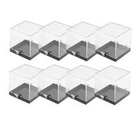 ABOOFAN 8 piezas Caja de Almacenamiento Transparente Cuadrada para Minerales y Especímenes Base Ligera y Fácil de Limpiar para Exhibición y Colección