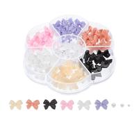 ABOOFAN Adornos para Uñas Lazo y Perlas de Resina, Caja 7 Compartimentos, Pequeños Decorativos para Manicura Diy, Mujeres y Salón, Decoración Elegante para Fiestas y Bodas
