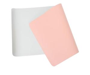 ABOOFAN Alfombrilla Protector Escritorio Doble Cara Plata y Rosa Reposamanos para Manicura y Mouse Pad con Correas Resistente y Plegable para Oficina Salón y Estudio