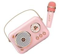 ABOOFAN Altavoz Portátil y Micrófono Inalámbrico Rosa para Cantar en Casa Aire Libre con Batería de 1200mah y Transmisión de 15 Metros para Personas Que Aman el Karaoke