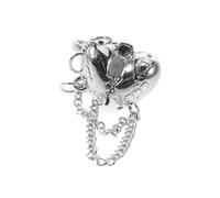 ABOOFAN Anillo de Cadena Ajustable, Anillo Abierto de Cobre, Corazón Roto, Plata, Joyería para Mujer, Cómodo, para Club y Fiesta de Disfraces