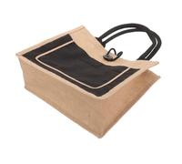 ABOOFAN Bolsa de Arpillera Grande Negra, Bolso de Mano para Mujer, Material Rústico Resistente, Bolsa de Compras Reutilizable para Supermercado, Playa y Picnic
