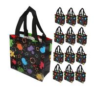 ABOOFAN Bolsas de Obsequio Neón para Fiestas 20 Piezas Bolsas Reutilizables de Tela No Tejida Negra Decoraciones Cumpleaños y Shower Plegable y Multiusos