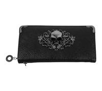 ABOOFAN Bolso De Mano Largo Diseño De Calavera Cartera De Mujer Retro Cartera Patrón De Calaveras Monedero Estampado Punk