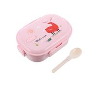 ABOOFAN Caja Bento Infantil de Acero Inoxidable 700ml Rosa | 2 Compartimentos, Tapa Portátil Anticaída Anillo de Silicona, Incluye Cuchara
