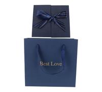 ABOOFAN Caja de Regalo Azul de Cartón Resistente con Lazo de Cinta Diseño Doble Apertura para Embalaje de Cosméticos y Fiestas Incluye Bolsa de Regalo