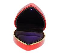 ABOOFAN Caja en Forma de Corazón Roja Luz LED para Anillos de Boda Joyero Ligero de Plástico y Franela Adecuado para Bodas y Cumpleaños