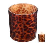 ABOOFAN Candelabro Creativo De Vidrio Diseño De Leopardo, Taza Vacía De Kaoru Fragante, Color Amarillo, Pedestal Estable, Decoración para Hogar y Bar, Portavelas DIY