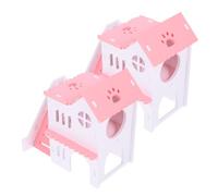 ABOOFAN Casas para Hámsters y Conejillos de Indias 2 Piezas, Refugio Color Rosa de PVC para Jaula Pequeña, Escondite Decorativo y Zona de Juegos para Mascotas Pequeñas, Villa de Tamaño