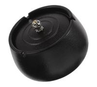 ABOOFAN Cenicero Tapado de Cerámica Estilo Chino, Diseño Retro Pequeño y Portátil, Resistente al Viento para Interior y Exterior, Cenicero para Hogar y Patio, Color Negro Zen, Fácil
