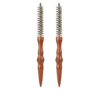 ABOOFAN Cepillo Rizador Mini de Peinado con Diseño en Espiral Tamaño Mediano Mango de Madera y Cerdas de Jabalí Antiestático 2 Piezas para Cabello Corto Barba y Secado en Casa