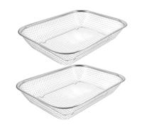 ABOOFAN Colador De Acero Inoxidable Para Cocina 2 Piezas Cesta De Malla Resistente Rectangular Para Escurrir Frutas y Verduras En Espacios Pequeños